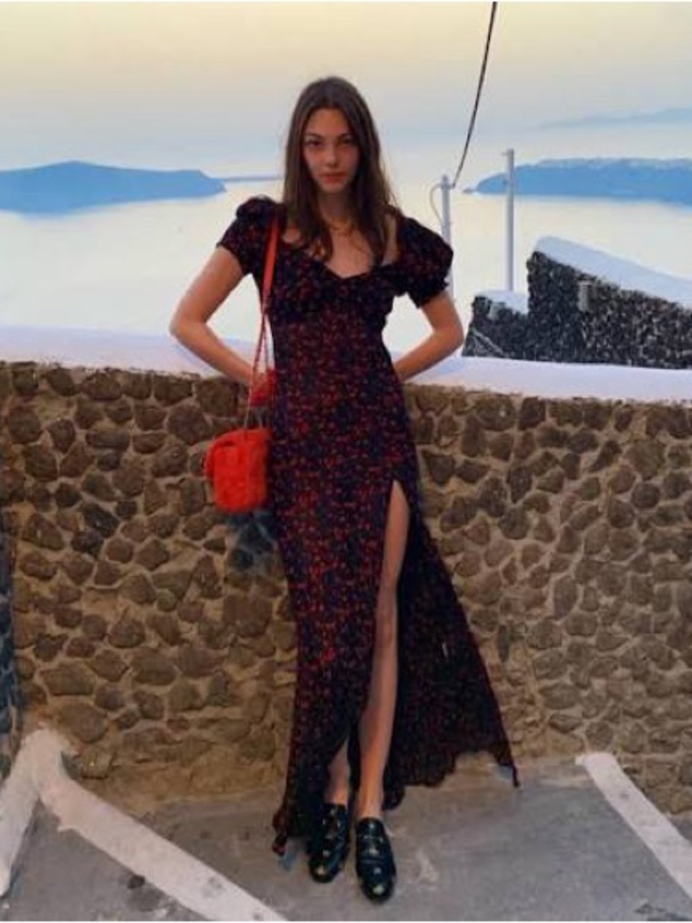 Rat & Boa Magnolia Dress XS Black Red Maxi Cute Floral - Picture 13 of 16